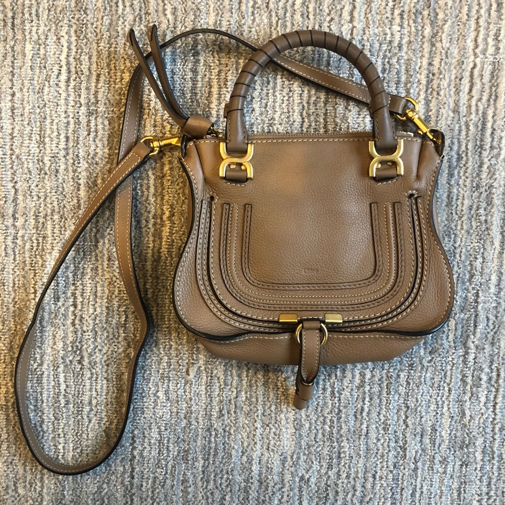 Chloe Small Marcie Satchel in Brown with Gold Hardware